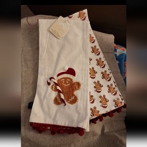 Cynthia Rowley Christmas gingerbread man candy cane towels-